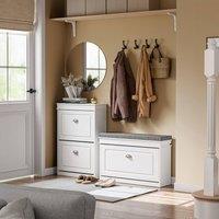 SoBuy Slim Entrance Bench - Lift-Up Seat & Drawer Farmhouse in White
