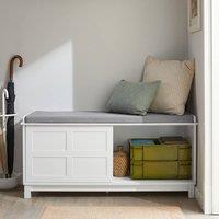 SoBuy Shoe Storage Bench - Sliding Doors in White