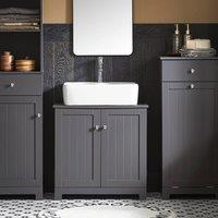 SoBuy Under Sink Bathroom Cabinet Adjustable Shelf - For Vessel Sink - H60cm in Dark Grey
