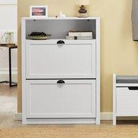 SoBuy Shoe Cabinet - Flip-Door Storage Farmhouse in White | Size: 0.6m2