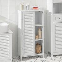 SoBuy Slim Bathroom Tall Cabinet - Louvered Door Coastal in White