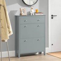 SoBuy Slim Shoe Cabinet - Flip-Door Storage - Nordic Design in Grey