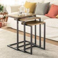 SoBuy Nesting Coffee Table Set - Space-Saving Design in Brown