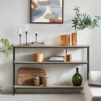 SoBuy Narrow Console Table - Light Oak & Black Metal - Industrial