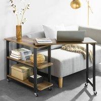 SoBuy L-Shaped Coffee Table - Wheeled & Multi-Tier - Industrial in Dark Brown