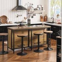 SoBuy Mobile Kitchen Island - Wood-Effect Top - Industrial Style in Brown