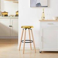SoBuy Bar Stool - Gold Metal Seat & Wood Legs