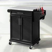 SoBuy Mobile Kitchen Trolley - Stainless Steel Top in Black