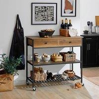 SoBuy Space-Saver Kitchen Trolley - 2 Drawers & 3 Shelves - Industrial in Brown