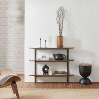 SoBuy 3-Tier Console Table - Wood Effect & Metal Frame in Brown | Size: 0.6m2