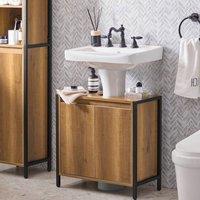 SoBuy Under Sink Cabinet - Space-Saving Design - Industrial Modern in Light Brown | Size: W600mm x H600mm