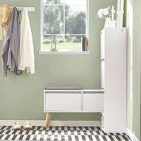 SoBuy Entrance Cabinet with Bench - Removable Cushion & 2 Doors in White
