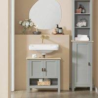 SoBuy Under Sink Cabinet - Sliding Doors Farmhouse in Light Grey | Size: W600mm x H600mm
