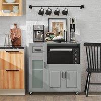 SoBuy Kitchen Trolley - Microwave Shelf & Casters Farmhouse in Grey