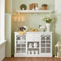 SoBuy White Credenza with Glass Doors - 2 Drawers Farmhouse