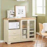 SoBuy Modern Kitchen Sideboard - Glass Doors & Wine Rack in Cream