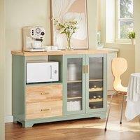 SoBuy Modern Kitchen Sideboard - Glass Doors & Wine Rack in Green