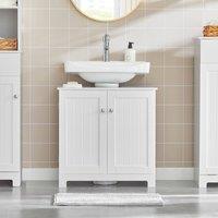 SoBuy Under Sink Bathroom Cabinet Adjustable Shelf - For Pedestal Sink - H60cm in White