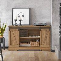 SoBuy Multifunctional Credenza - Sliding Barn Doors - Rustic Modern in Light Oak | Size: 0.6m2