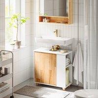 SoBuy Under Sink Bathroom Cabinet - Wood-Effect Door Scandi in White