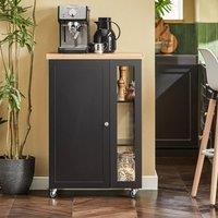 SoBuy Compact Kitchen Trolley - Wood-Effect Top Farmhouse in Black