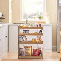 SoBuy Slim Kitchen Trolley - 4 Shelves & Castors in Light Brown