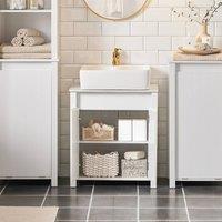 SoBuy Under Sink Bathroom Cabinet - Adjustable Shelf & Pipe Cover in White