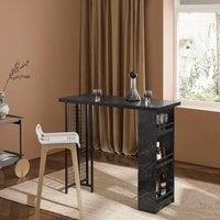 SoBuy High Bar Table - Marble Effect & Wine Storage in Black