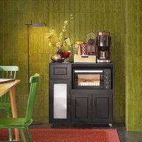 SoBuy Kitchen Trolley - Microwave Shelf & Casters Farmhouse in Black