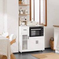 SoBuy Kitchen Trolley - Microwave Shelf & Casters Farmhouse in White