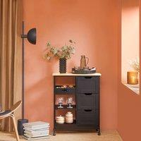 SoBuy Mobile Kitchen Trolley - 3 Drawers & Basket Farmhouse in Black