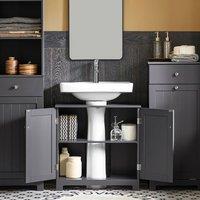 SoBuy Under Sink Bathroom Cabinet Adjustable Shelf - For Pedestal Sink - H60cm in Dark Grey