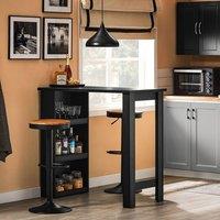 SoBuy Compact Bar Table - Integrated Storage Shelves in Black