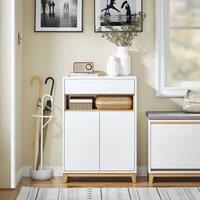 SoBuy Slim Entrance Cabinet - Bamboo Legs & Adjustable Shelf in White