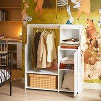 SoBuy Children's Wardrobe - Bamboo Rail & 4 Shelves in White
