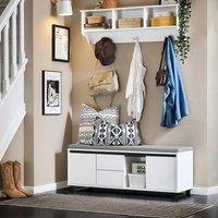 SoBuy Shoe Cabinet with Seat - 2 Doors & 2 Drawers in White | Size: 110 cm x 35 cm
