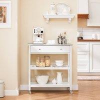 SoBuy Kitchen Trolley - Stainless Steel Top in White