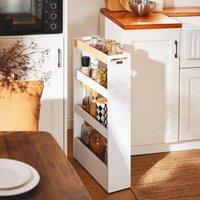 SoBuy Slim Kitchen Trolley - Wood-Effect Top in White