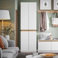 SoBuy Tall Space-Saver Shoe Cabinet - White & Wood Accent