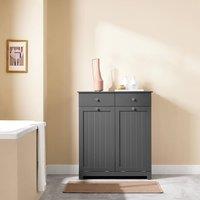 SoBuy Bathroom Large Storage Cabinet with 2 Drawer & 2 Basket - H90cm in Dark Grey