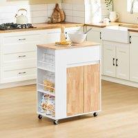 SoBuy Kitchen Trolley - Rubberwood Top Farmhouse in White