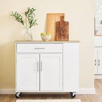 SoBuy Mobile Kitchen Island - Oak-Top & Adjustable Shelf in White