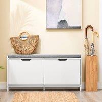 SoBuy Slim Entrance Bench - Storage & Cushion - Nordic in White