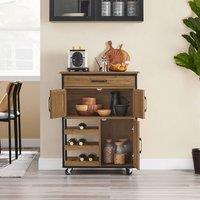 SoBuy Mobile Kitchen Trolley - Wine Rack & Storage - Vintage in Light Brown