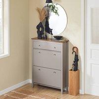 SoBuy Slim Shoe Cabinet - Flip-Door Storage - Nordic Design in Light Grey