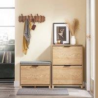 SoBuy Slim Shoe Cabinet - Flip-Down Doors Light Oak