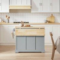 SoBuy 2 Drawers Leaf Kitchen Island Rolling Kitchen Storage Trolley in Grey