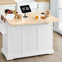 SoBuy Kitchen Island Trolley - Wood-Top Farmhouse in Natural White