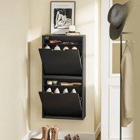 SoBuy Foldable Shoe Cabinet - Flip-Down Doors in Black