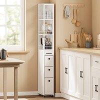 SoBuy Narrow Tall Storage Cabinet - Wheeled & Drawers in Cream